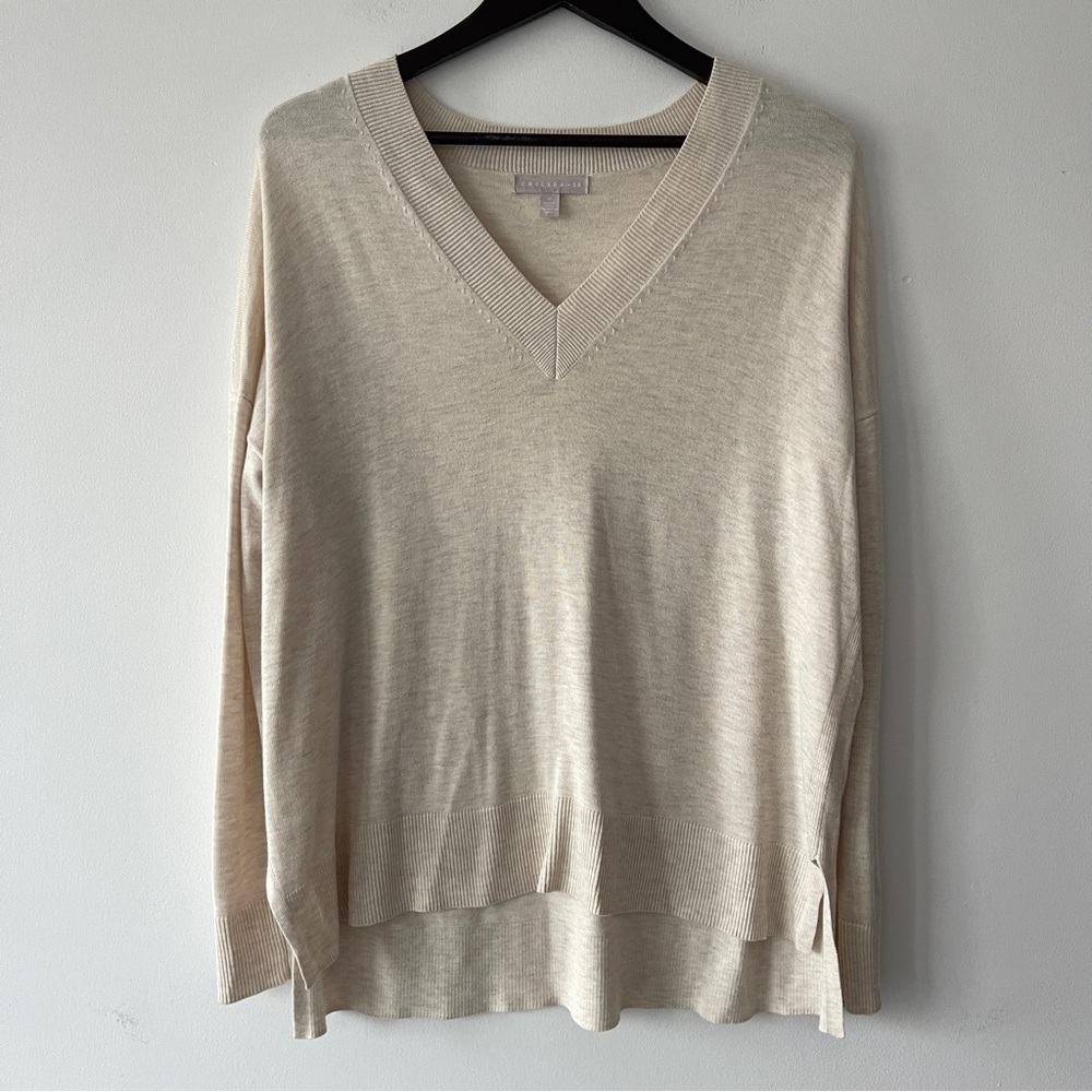 Chelsea28 Cream V-Neck Sweater loose casual office neutral classic